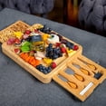 thumbnail image 5 of Large Cheese Board Set Bamboo Charcuterie Serving Platter, 5 of 6