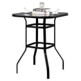 thumbnail image 5 of Outdoor Patio Bar Tables Wrought Iron Glass High Bar Table 31.5 Inch Square Steel Frame High Top Bar Table Tempered Glass Desktop Modern Outdoor Bar Table for Home, Patio, Porch, Garden (Black), 5 of 7