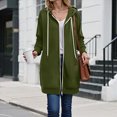 thumbnail image 3 of Towmus Long Hoodies for Women Zip Up Double Zipper Winter Coats Solid Color Sweatshirts Fall Clothes, 3 of 9