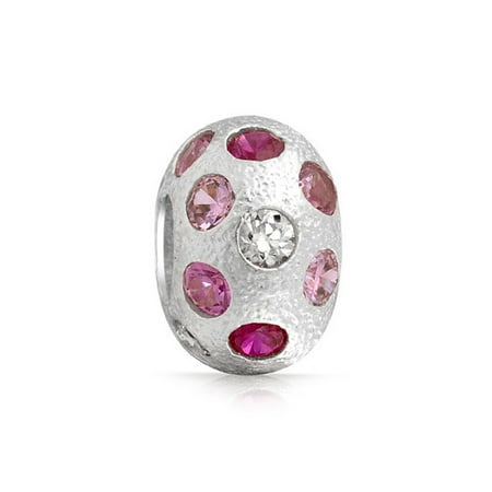 Pink Crystal Bead - Pink White Polka Dot Crystal Murano Glass Sterling Silver Spacer Bead Fits European Charm Bracelet For Women For Teen