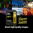 thumbnail image 3 of Lexar tarjeta de memoria Class 10, U3, V90, 2000x, 300mb/s, 32gb 2 piezas con regalito, 3 of 11