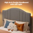 thumbnail image 5 of Pinmoco Twin Upholstered Bed Frame with Adjustable Arc-shaped Headboard, LED Platform Bed, Gray Fabric, 5 of 10