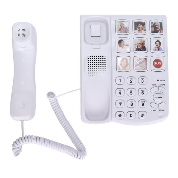 Fyydes LD-858HF Corded Phone with Speed Dial Function, White