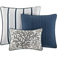 thumbnail image 4 of Madison Park Bayside 7-Piece 100 Percent Cotton Printed Comforter Set in Blue, 4 of 17