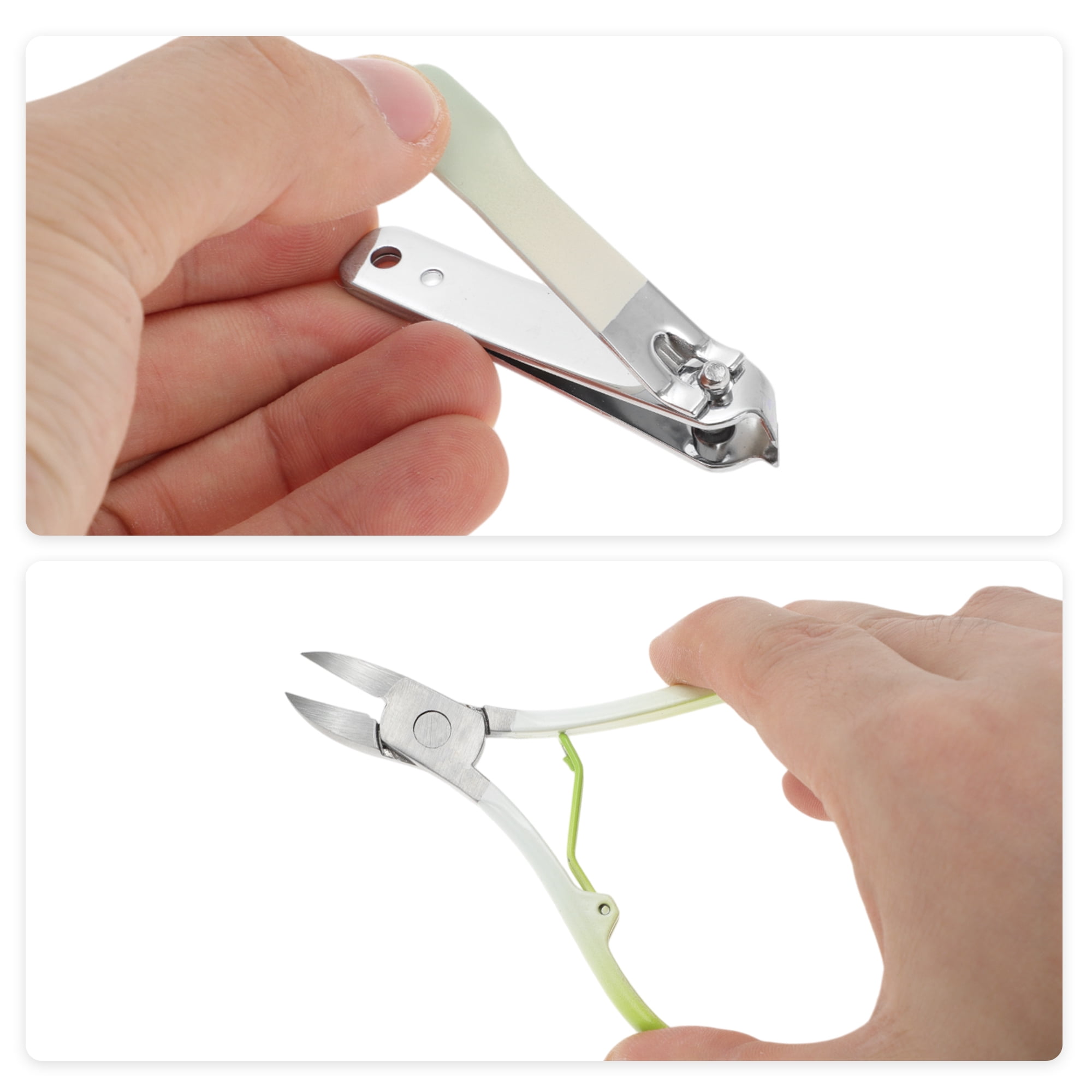Unique Bargains 2pcs Gradual Slanted Nail Clippers Set Green Small