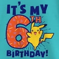 thumbnail image 2 of Girl's Pokemon It’s My 6th Birthday Pikachu Graphic Tee Tahiti Blue Medium, 2 of 4