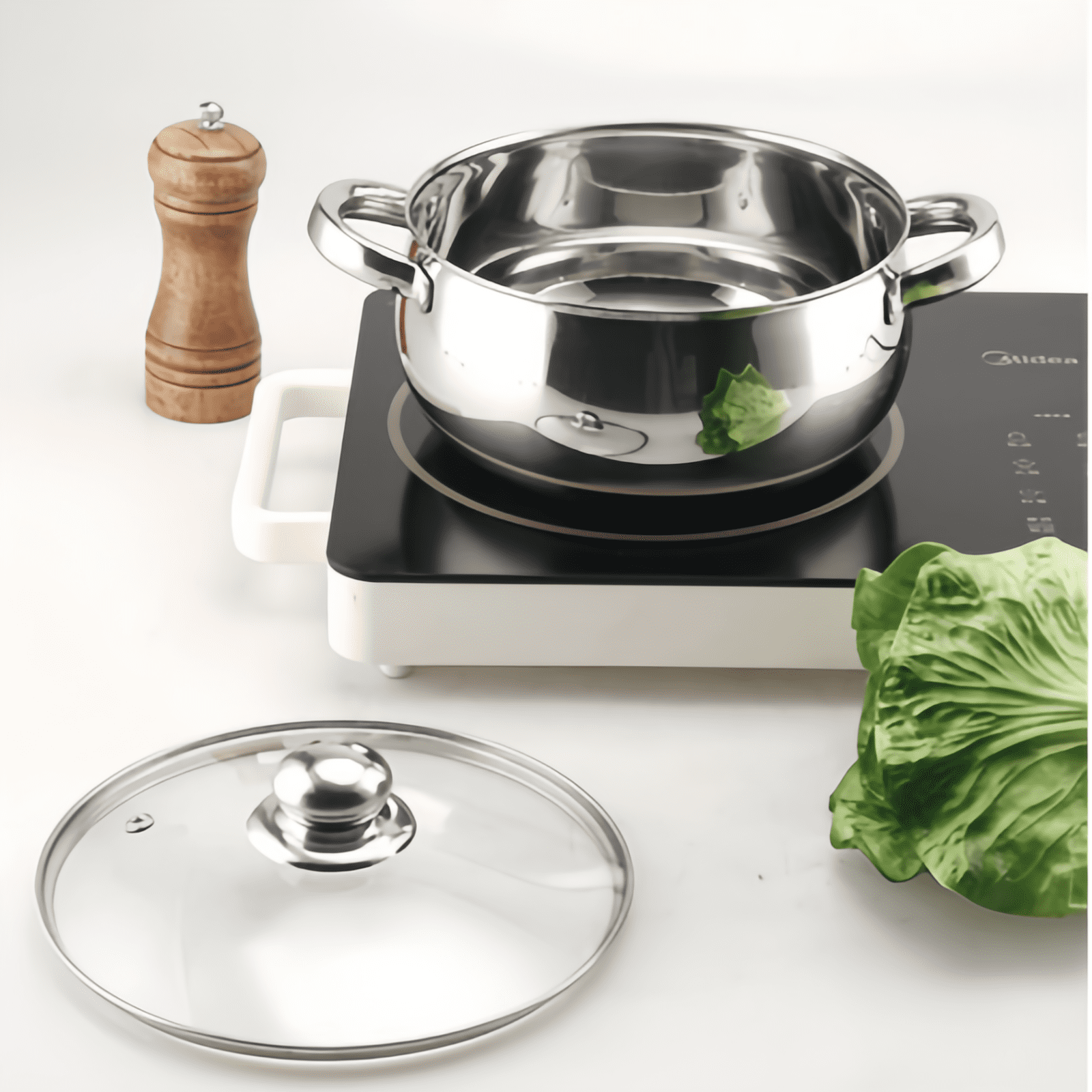 Bestdin 10-Piece Stainless Steel Cookware Set – 5 Pots with Glass Lids, Thickened Bottom, Universal Stovetop Compatible, Easy to Clean, Non-Toxic Kitchen Set for Cooking