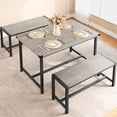 thumbnail image 1 of Gray 3-piece dining set - compact para small spaces, includes 2 benches & h-shaped frame con de esquina protectors, 1 of 7