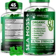 WELLNESS LABSRX Sea Moss Gummies, 3200mg Organic Seamoss, Irish Sea Moss with Maximum Potency Bladderwrack and Burdock Root - Supports Skin, Joints and Immunity - 90 Count - Made in USA