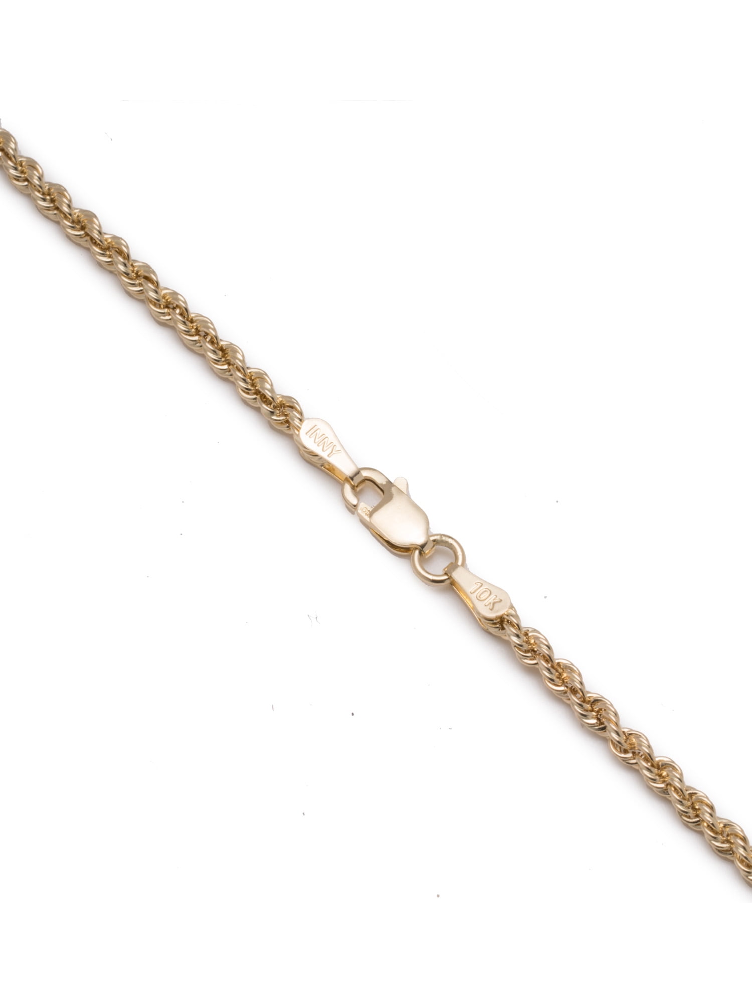 10k Yellow Gold Hollow Rope Chain Bracelet and Anklet for Men & Women, 2.5mm