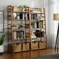 thumbnail image 2 of Simpli Home Acadian 30W 5 Shelf Ladder Bookcase (Set of 2) in Light Golden Brown, 2 of 6