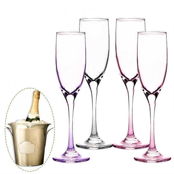 ACDANC 4Pcs Champagne Flutes Plastic 5 oz Long Pedestal Cocktail Glass Party Cups for Family Bar Party Mix2