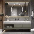 thumbnail image 3 of Bathroom Cabinet Smart Mirror Cabinet Slate Ceramic Integrated Washbasin Bathroom Vanity Cabinet with Sink Bathroom Furniture My Lux Decor Round, 3 of 13
