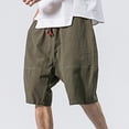 thumbnail image 3 of Chiccall Casual Linen Shorts for Men Loose 2026 Summer Fashion Cotton Beach Elastic Waist Drawstring Shorts with Pockets, 3 of 6
