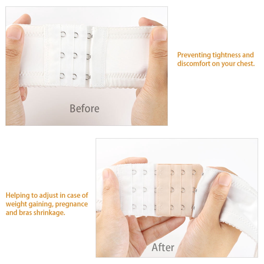 Unique Bargains Bra Extender with 3 Rows and 2 Hooks White 3