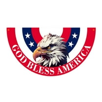 Red White Blue Bunting Flag, Eagle God Bless American Bunting, 4th of July, Home of The Brave, Independence Day, Memorial Day, Outdoor and Indoor