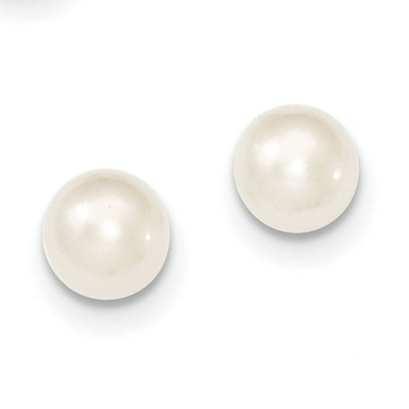 Primal Silver Sterling Silver Rhodium-plated 7-8mm White Freshwater Cultured Button Pearl Stud Earrings