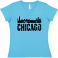 thumbnail image 3 of Inktastic Chicago Skyline Grunge Women's V-Neck T-Shirt, 3 of 5
