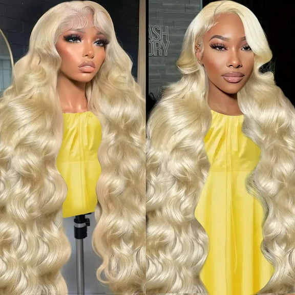 VASILIA 613 13x6 Lace Front Wig Human Hair Blonde Wig 32 Inch Body Wave Lace Front Wigs Human Hair 613 HD Lace Frontal Wig Pre Plucked Human Hair Wig with Baby Hair C80