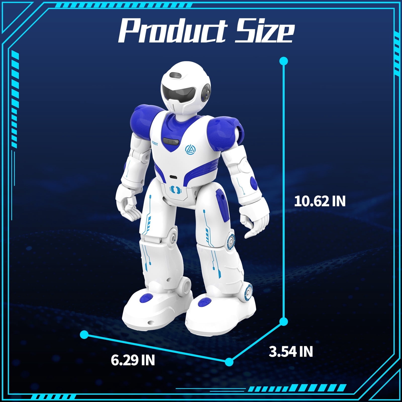 Ficcug Kids Remote Control Intelligent Robot Toys,Voice Control Programmable Educational Smart Robot,Perfect Gift for Boys 4 5 6 7 8+,Blue