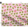 Spoonflower Fabric - Olive You Cute Day Love Pink Food Valentines Printed on Fleece Fabric by the Yard - Sewing Blankets Loungewear and No-Sew Projects