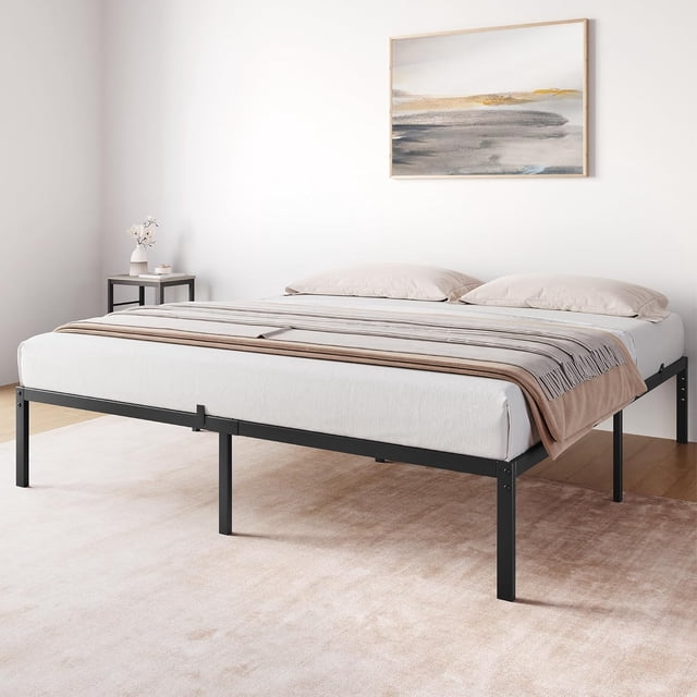 14 Inch King Bed Frame, Durable Platform Bed Frame Slat Mattress Foundation Non-Slip Metal Bed Frame No Box Spring Needed Easy Assembly Strong Bearing Capacity (14 Inch King)