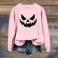 thumbnail image 5 of WEIWEN Halloween Sweatshirt for Women 2026 Funny Pumpkin Face Printed Crewneck Long Sleeve Tops Women's Clothing Dressy Casual Fall Outfits for Women Sweaters Pink, XL, 5 of 6