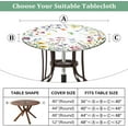 thumbnail image 2 of Spring Summer Round Fitted Tablecloth with Elastic Edge Watercolor Floral Outdoor Tablecloth Waterproof Table Cover for Picnic Dinner Party Decor Fits 36"-40" Diameter Round Tables, 2 of 6