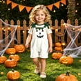 thumbnail image 6 of Gunia Baby Girls Halloween Outfit Corduroy Casual Toddler Romper With Pumpkin Face One Piece Jumpsuit Outfits White 12-18 Months, 6 of 7