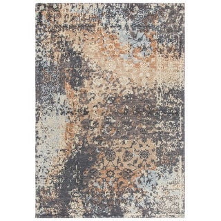 Alora Decor Euphoria 10' x 13' Floral Distress Gray/Gray/Rust/Blue Hybrid Rug