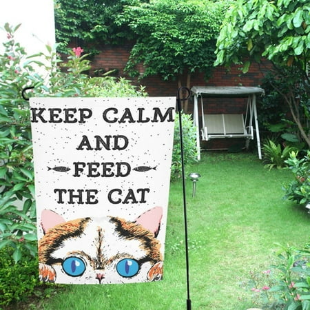 MYPOP Keep Calm And Feed The Cat Garden Flag For Patio, Lawn and Garden 28x40 (Best Way To Keep Cats Out Of Your Garden)