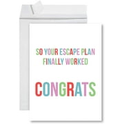 Koyal Wholesale So Your Escape Plan Finally Worked Congrats Funny Jumbo Retirement Greeting Card with Envelope, 11'' x1"