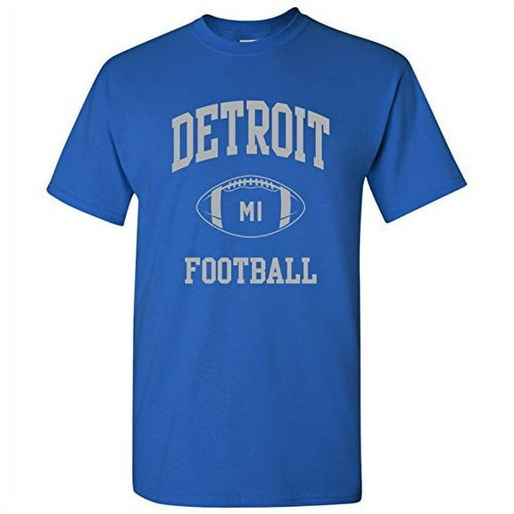 Detroit Classic Football Arch Basic Cotton T-Shirt - Large - Royal
