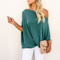 thumbnail image 2 of Mittory Womens Off The Shoulder Flowy Tops Casual Batwing Sleeves Blouses Loose Chiffon Shirts, 2 of 5