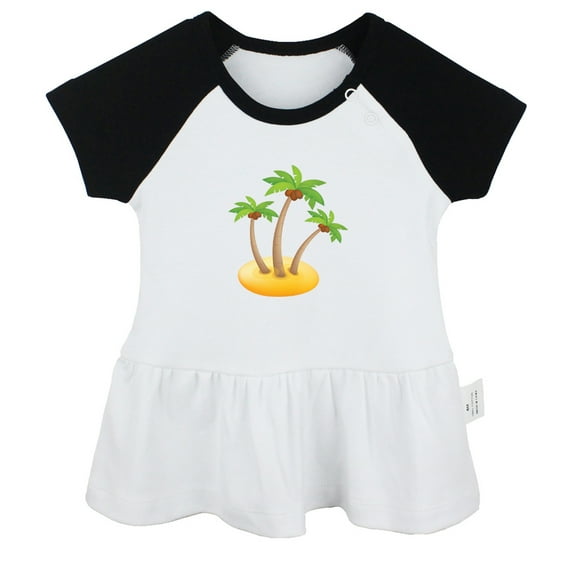 Nature Palm Tree Pattern Dresses For Baby, Newborn Babies Skirts, Infant Princess Dress, 0-24M Kids Graphic Clothes (Black Raglan Dresses, 6-12 Months)