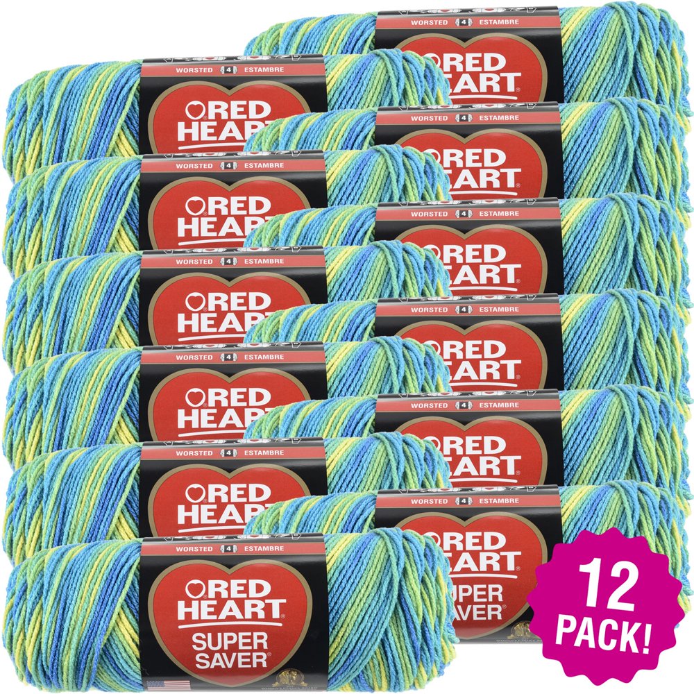 Red Heart Super Saver Yarn Banana Berry, Multipack of 12 Walmart