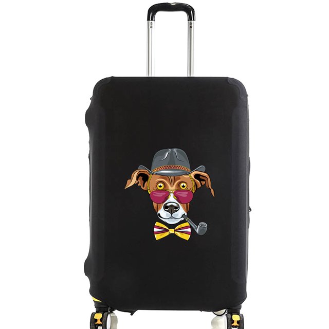 Thick Elastic Luggage Cover Suitcase Detective Print Anti-scratch Protector for 18-32 Inch Trolley Case Travel Dust Accessories black M