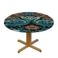 thumbnail image 3 of BANET Round Table Cloth Elastic Tablecloth for , Waterproof Stain Resistant Elastic Stretch Tablecloth with Traditional Floral Paisley Bandanna Pattern Black, Table Cover for Indoor and 54"-58, 3 of 8