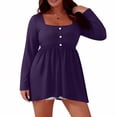 thumbnail image 4 of Womens Plus Size Summer Tank Tops Long Sleeve Cute Flowy Babydoll T-Shirts Peplum Tunics , Dark Purple - 2XL, 4 of 5