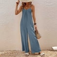 thumbnail image 2 of Sentmoon Workout One Piece for Women Flowy Rompers for Women Sleeveless V Neck Solid Color Button Down Regular Fit Cute Overalls for Women with Pockets Summer for Going out and Concert, 2 of 5