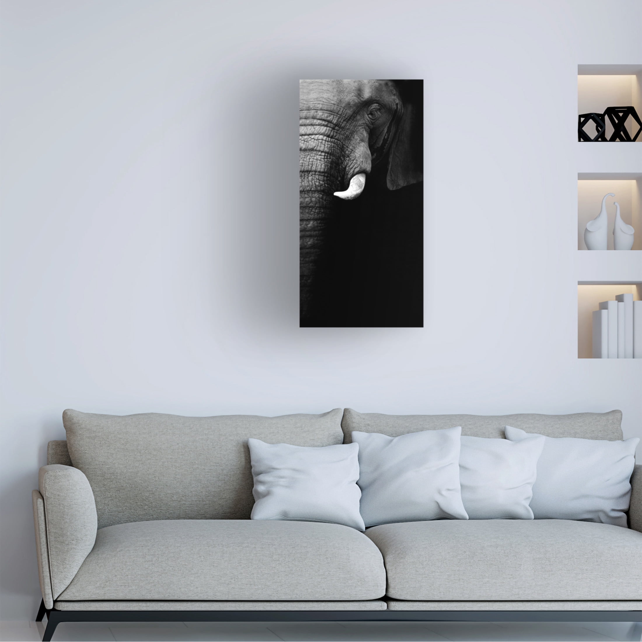Canvas Wall Art - WildPhotoArt  'Elephant Portrait' Wall Art for Living Room, Bedroom, or Office D?cor by Trademark Fine Art - 10 x 19 Inches