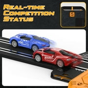 Growsly Electric Cars Race Track Set with 4 High-Speed Slot Cars Dual Racing Game Lap Counter Circular Overpass Track for 4-12 Years Old Kids