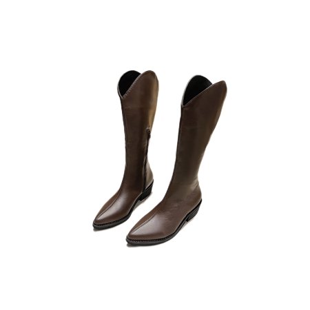 

Zodanni Ladies Fashion Riding Boots Work Casual Low Heel Winter Knee High Shoes Non Slip Pointed Toe Western Cowgirl Boot Knee High Brown 7