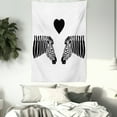thumbnail image 3 of Safari Tapestry, Composition of 2 Zebras with a Heart in Between Romantic Love Animals, Wall Hanging for Bedroom Living Room Dorm Decor, 40W X 60L Inches, Charcoal Grey and White, by Ambesonne, 3 of 5