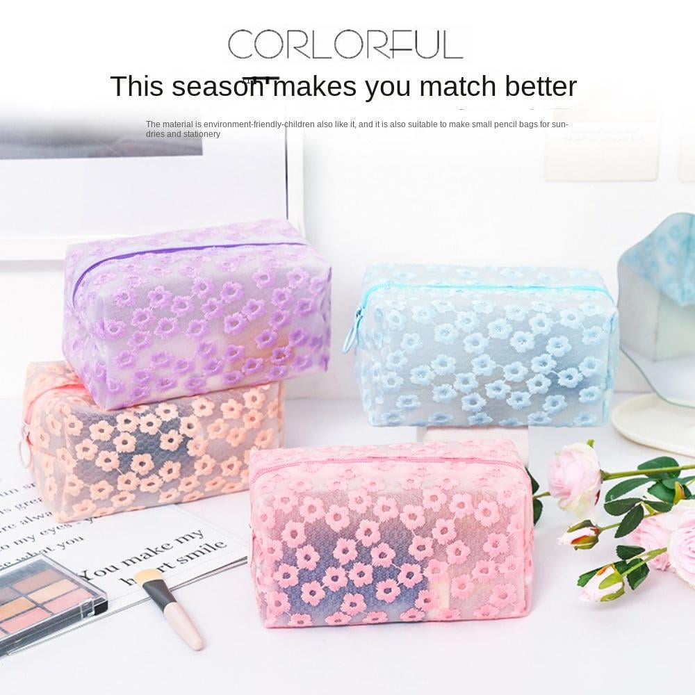 Pvc Portable Small Chrysanthemum Splash-Proof Organizer Cosmetic Bag Make  Up Bag Storage Bags PURPLE 