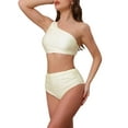 thumbnail image 4 of INSPIRE CHIC Women's One Shoulder Elegant Bikini Sets, 2 Piece Push Up Top Tummy Control Bottom Swimwear Bathing Suits Large White, 4 of 5