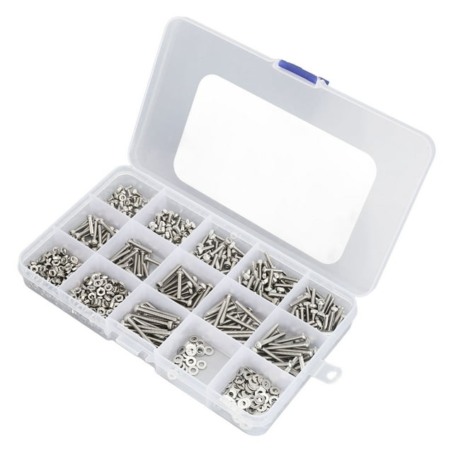 Kit d'Assortiment de Boulons et Écrous en Acier Inoxydable Premium 840 Pcs - Vis Hexagonale M2.5 avec Rondelles Plates pour Réparations Maison et Automobile