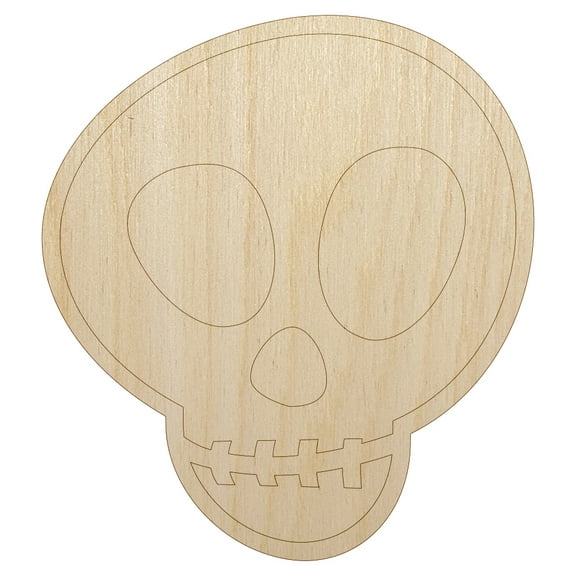 Skull Doodle Wood Shape Unfinished Piece Cutout Craft DIY Projects - 4.70 Inch Size - 1/8 Inch Thick