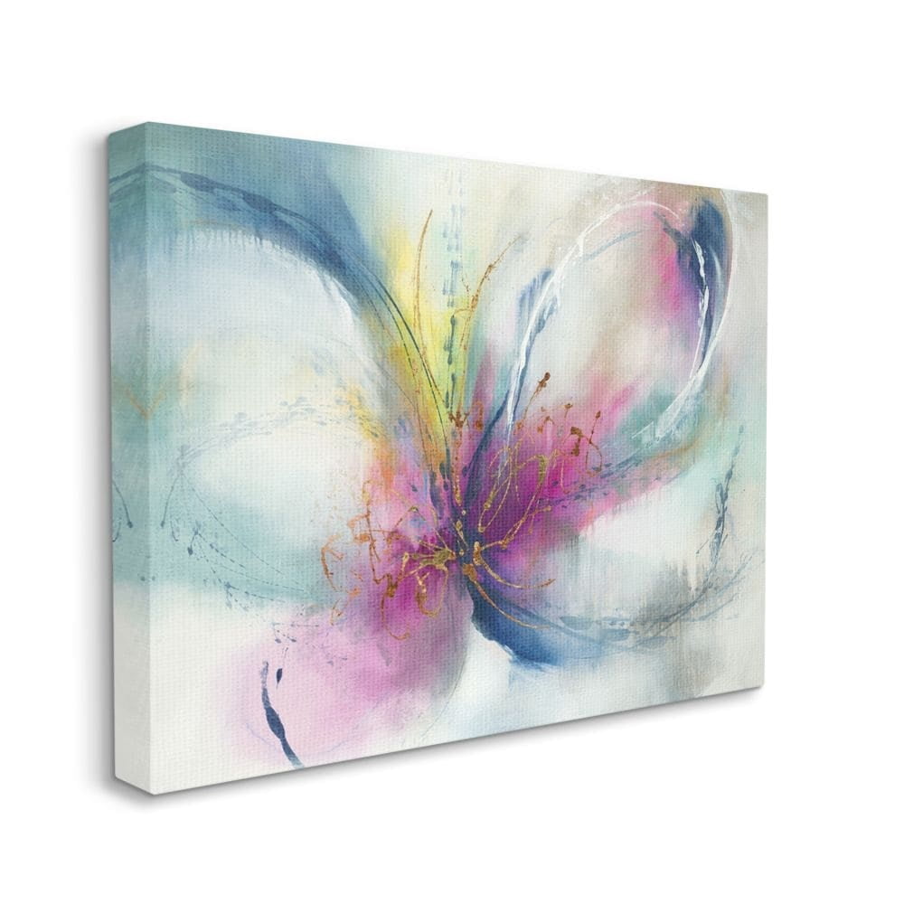 Stupell Industries Organic Butterfly Shape Pink Blue Nature Painting Canvas Wall Art Design by K. Nari, 16" x 20"