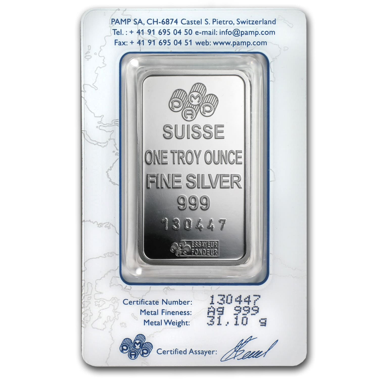 Pamp Suisse Fortuna 1 Ounce Silver Bar in Assay Card (Gen 3)